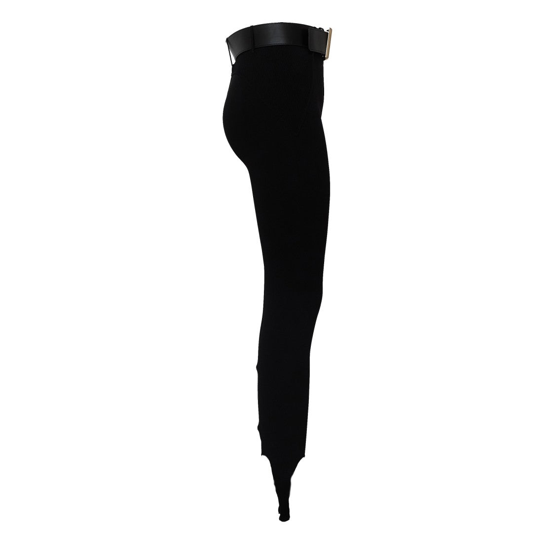 Self-Portrait Black Belted High Waistband Knit Leggings