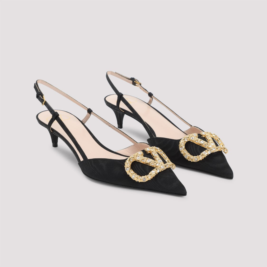 Valentino Garavani Black Viscose Slingback Pumps