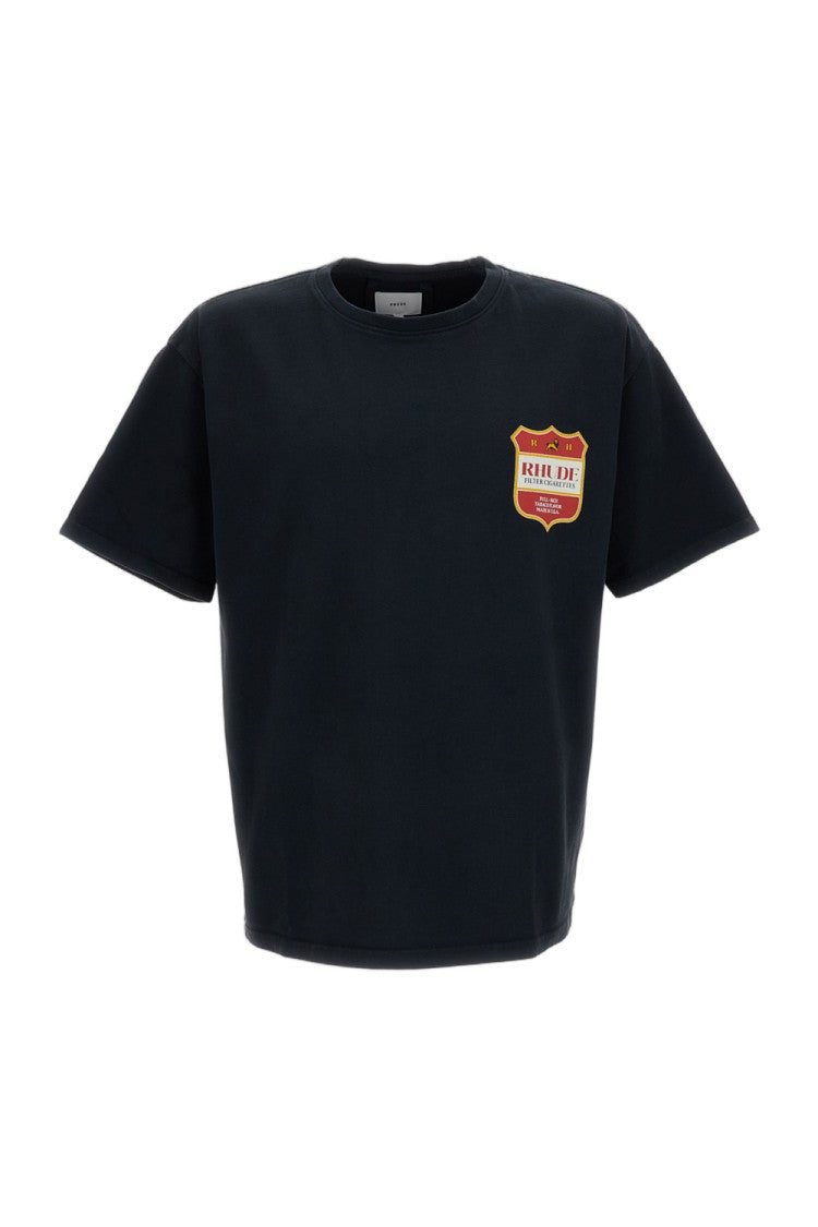 Rhude Washed Cotton Oversized T-Shirt With Graphic Prints