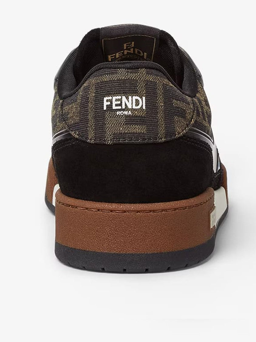 Fendi Dark Brown Monogram Suede Low-Top Sneakers
