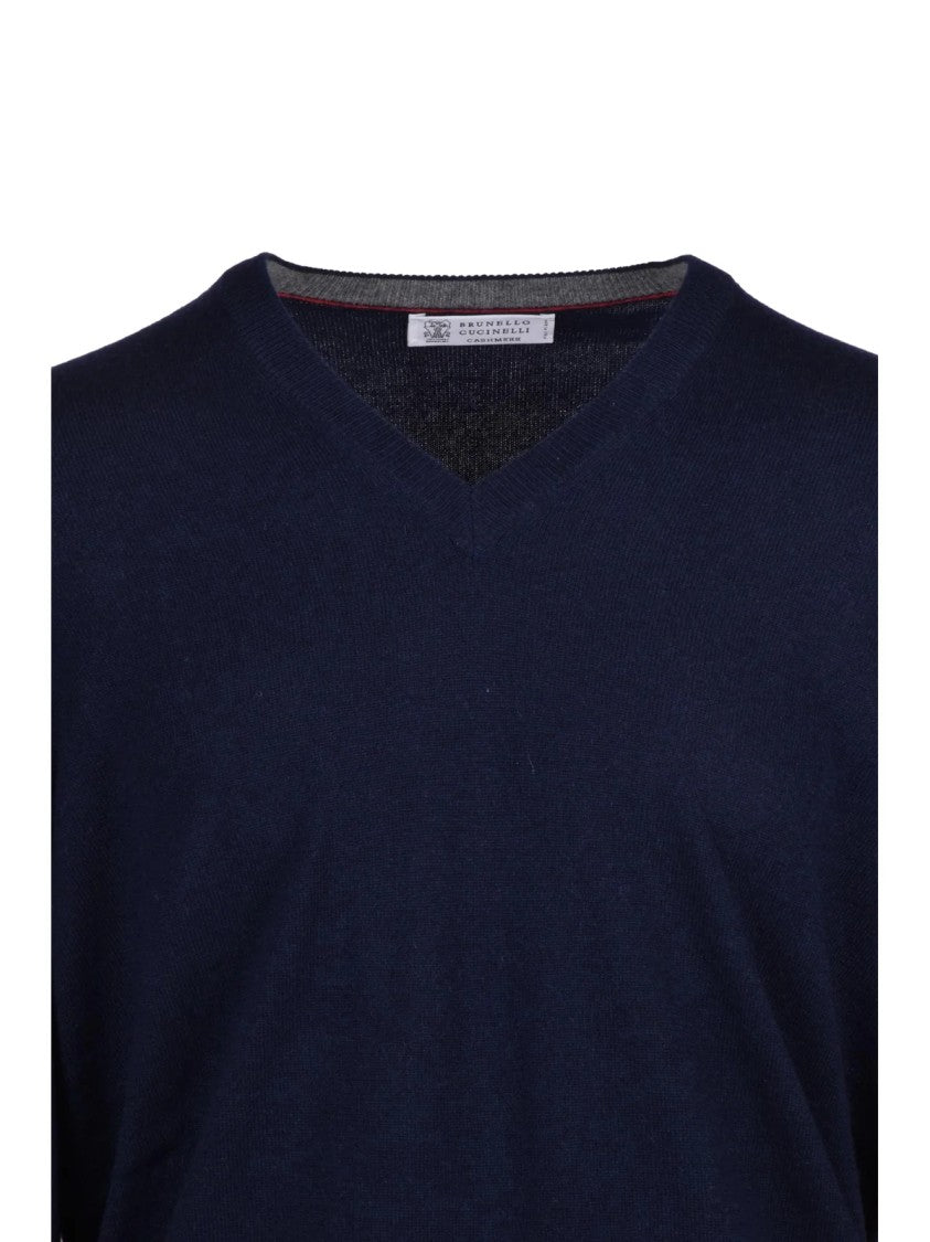 Brunello Cucinelli V-Neck Pullover Sweater In Soft Cashmere