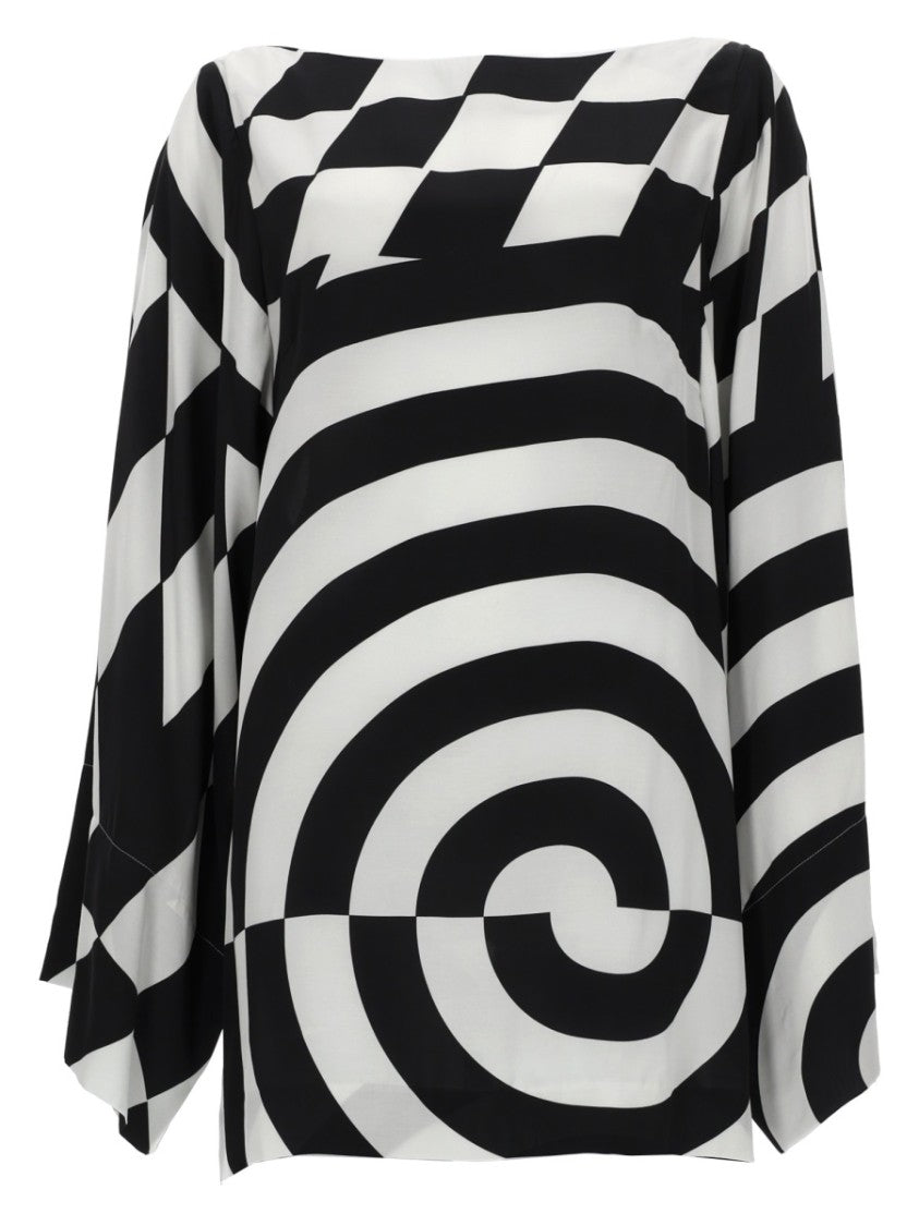 Dries Van Noten Charlie Viscose Geometric Swirls Blouse