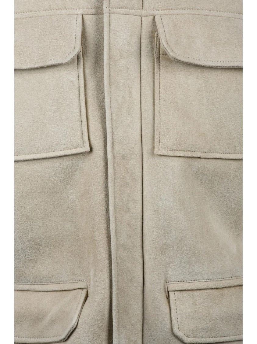 Dondup Shearling Leather Jacket With Hood And Multi-Pocket Design