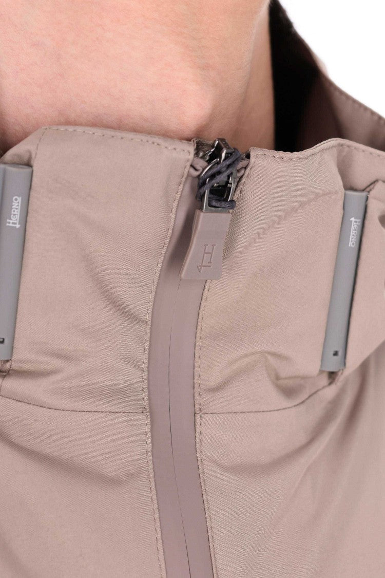 Herno Beige Waterproof Nylon Bomber Jacket