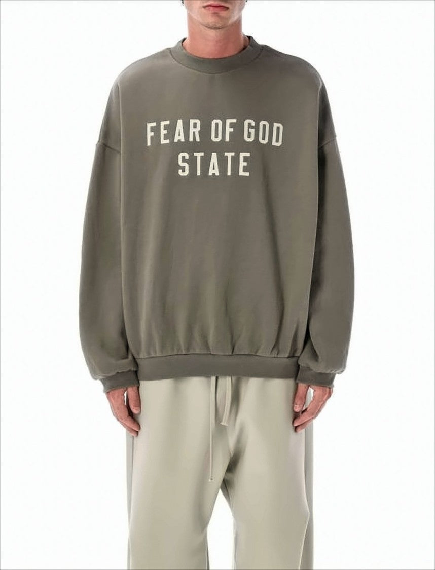 Fear Of God Brown Oversized Pullover Sweatshirt With Bold Text