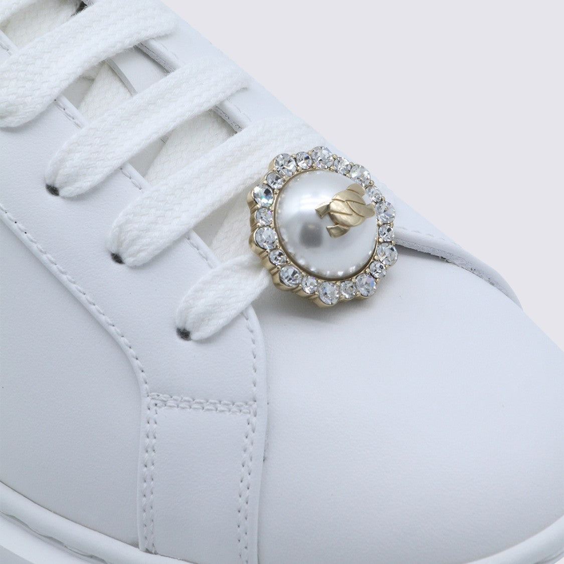 Casadei Minimalist White Sneakers With Smooth Upper