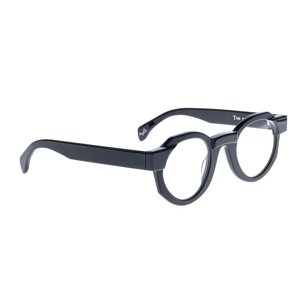 Toffoli Costantino T106 Bold Round Frame Sunglasses In Black Satin Acetate