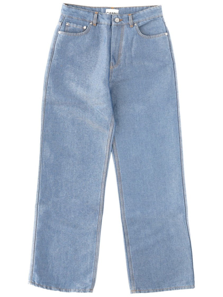 Ganni Blue Metallic Blend Jeans