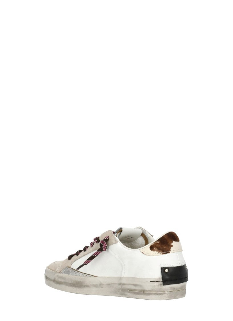 Crime London White Sk8 Deluxe Animal Print Suede Leather Sneakers