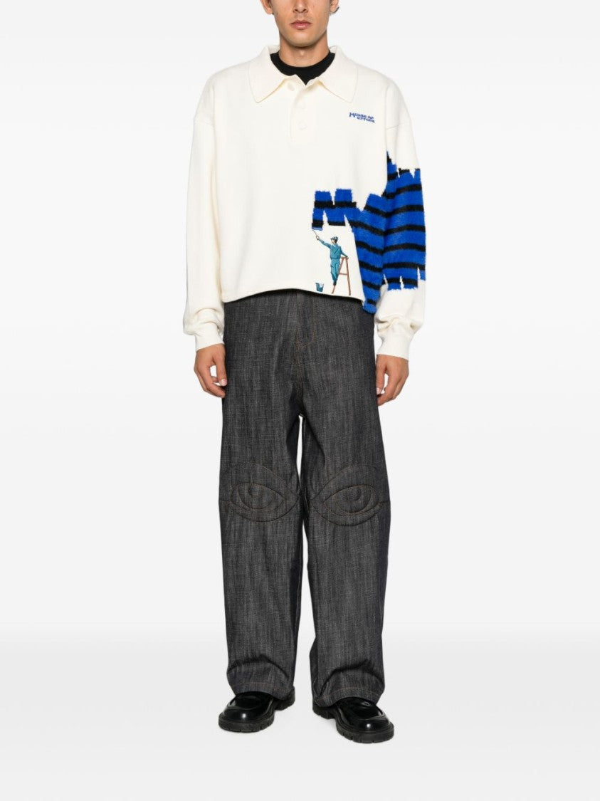 House Of Errors Striped Cropped Knit Sweater