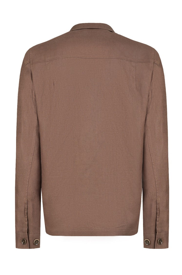 Gazzarrini X Michele Franzese Brown Linen Overshirt With Relaxed Fit