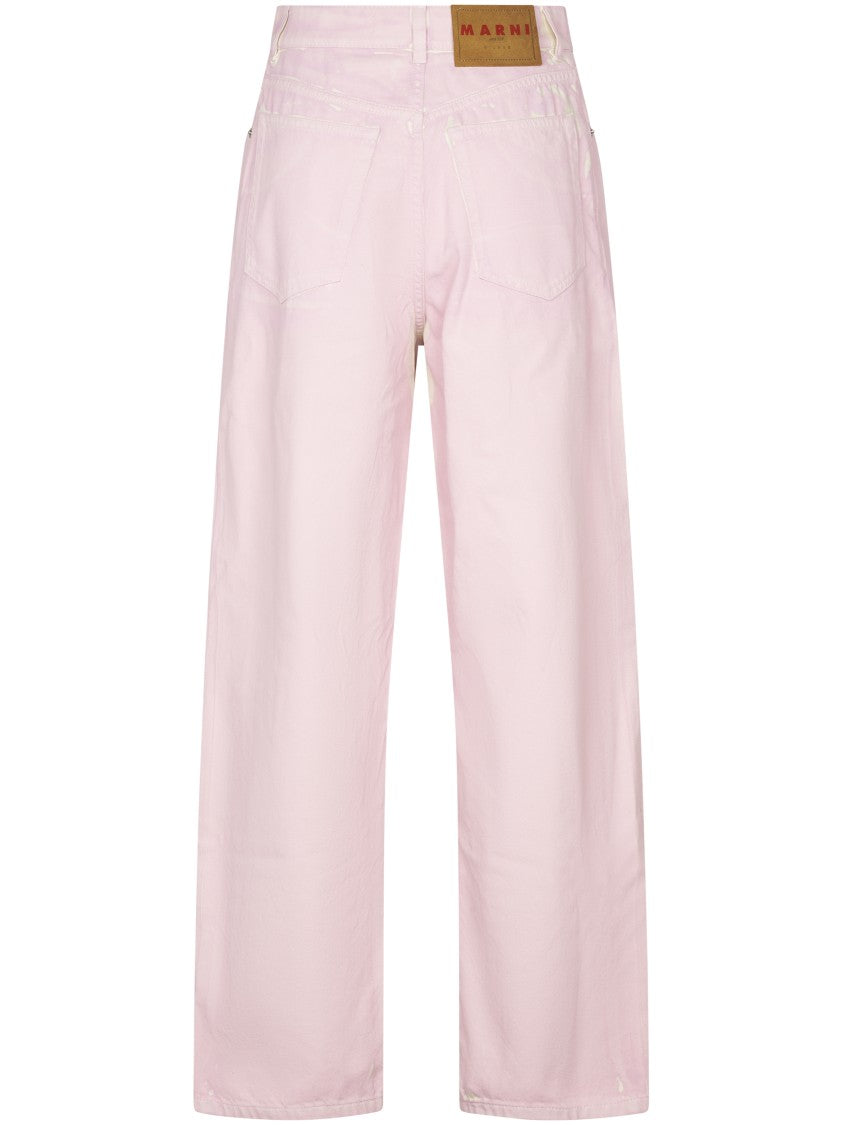 Marni Wide-Leg Leather Trousers With Classic Five-Pocket Styling