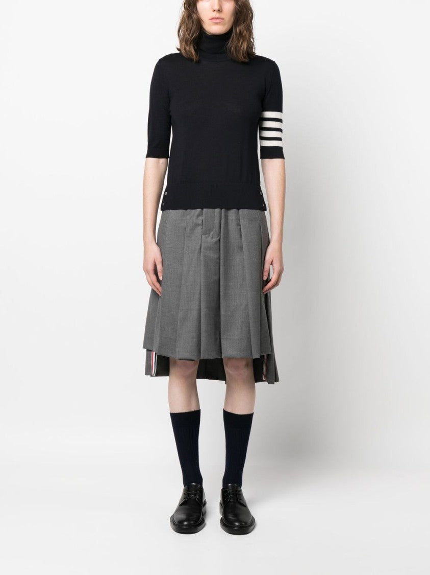 Thom Browne Fine Merino Wool Short-Sleeve Turtleneck Sweater