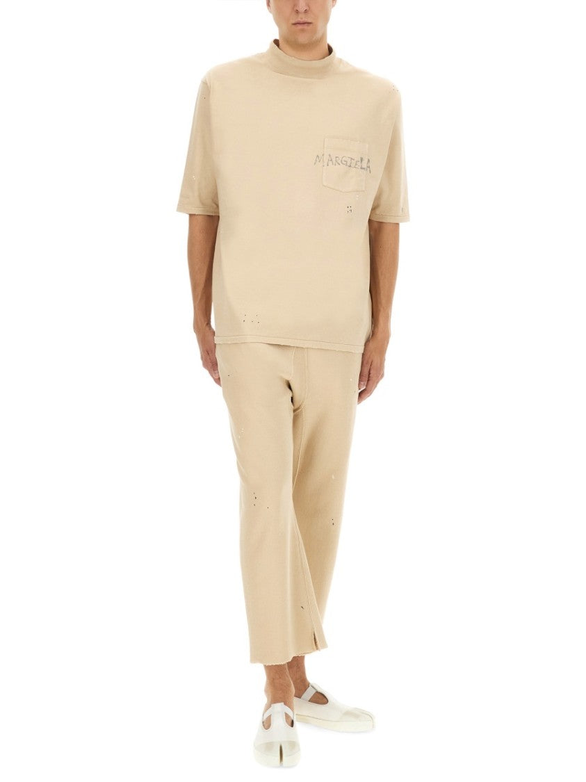 Maison Margiela Relaxed Fit Wide Leg Cotton Pants