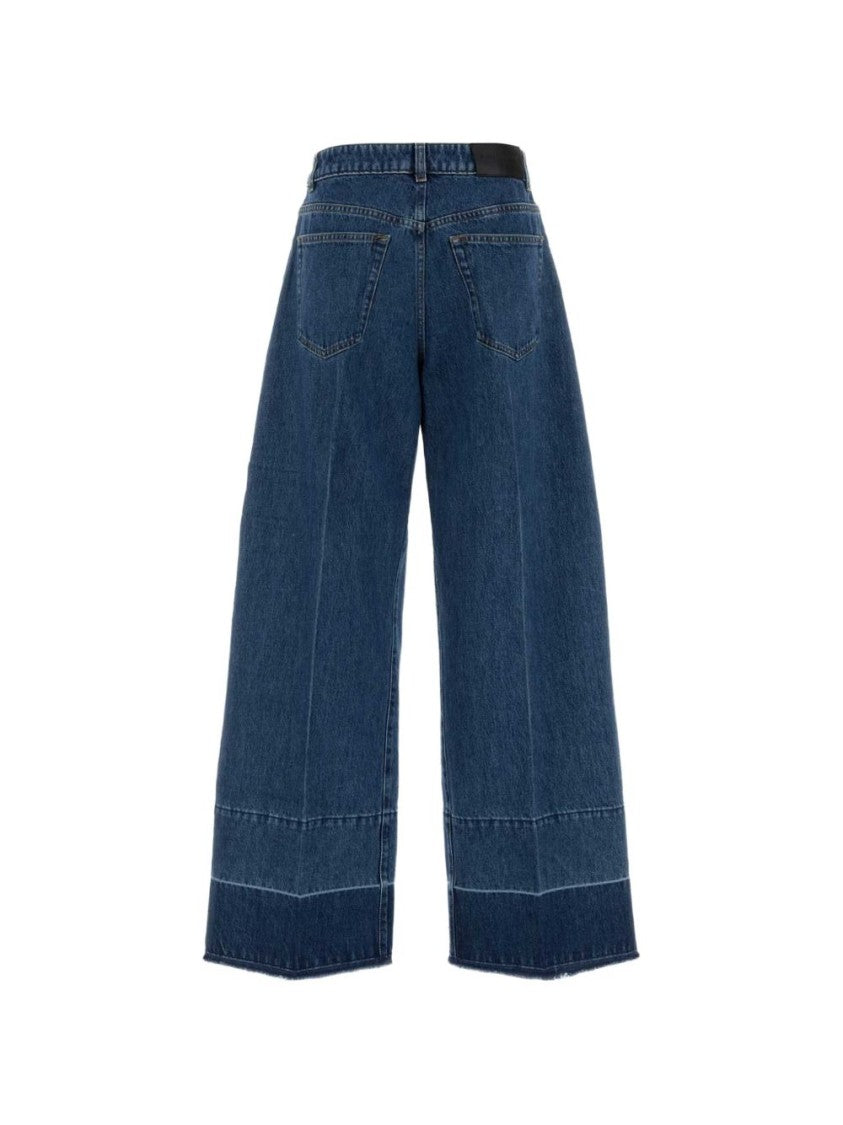 Givenchy Blue High-Waist Cropped Wide-Leg Jeans