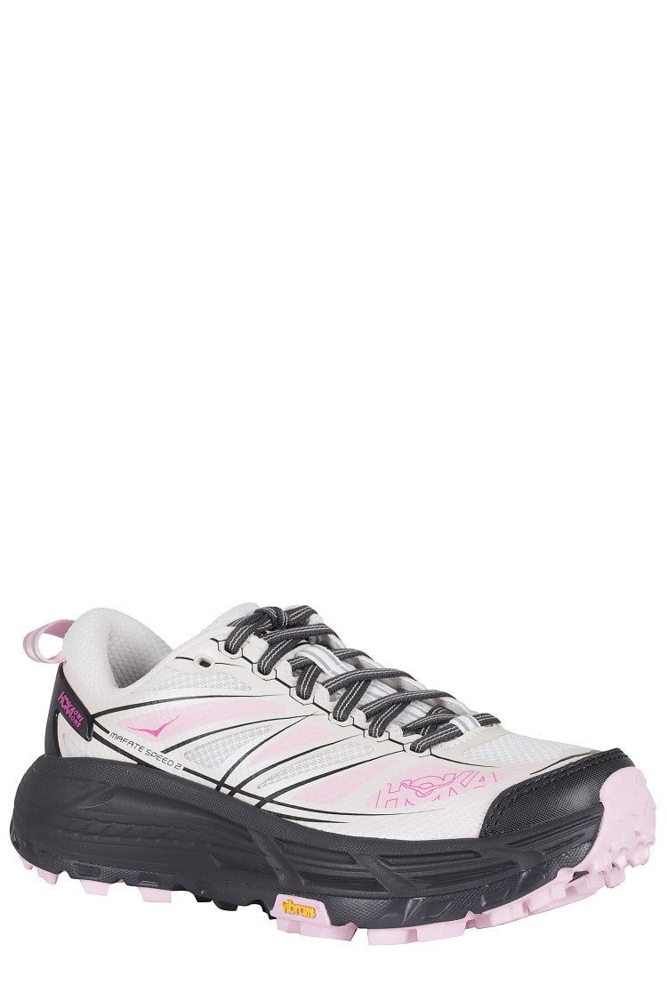 Hoka Pink And Black U Mafate Speed 2 Mesh Rubber Sneakers