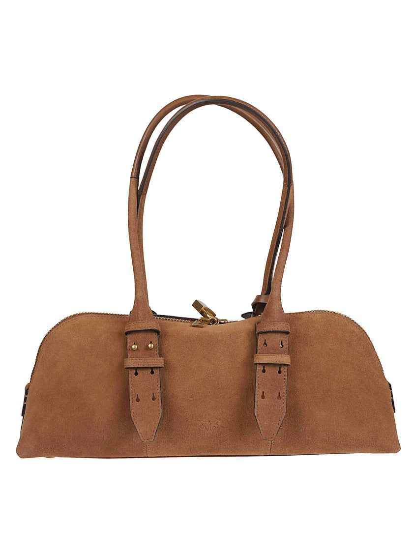 Pinko Bowling Baguette Big Brown Calf Leather Bag
