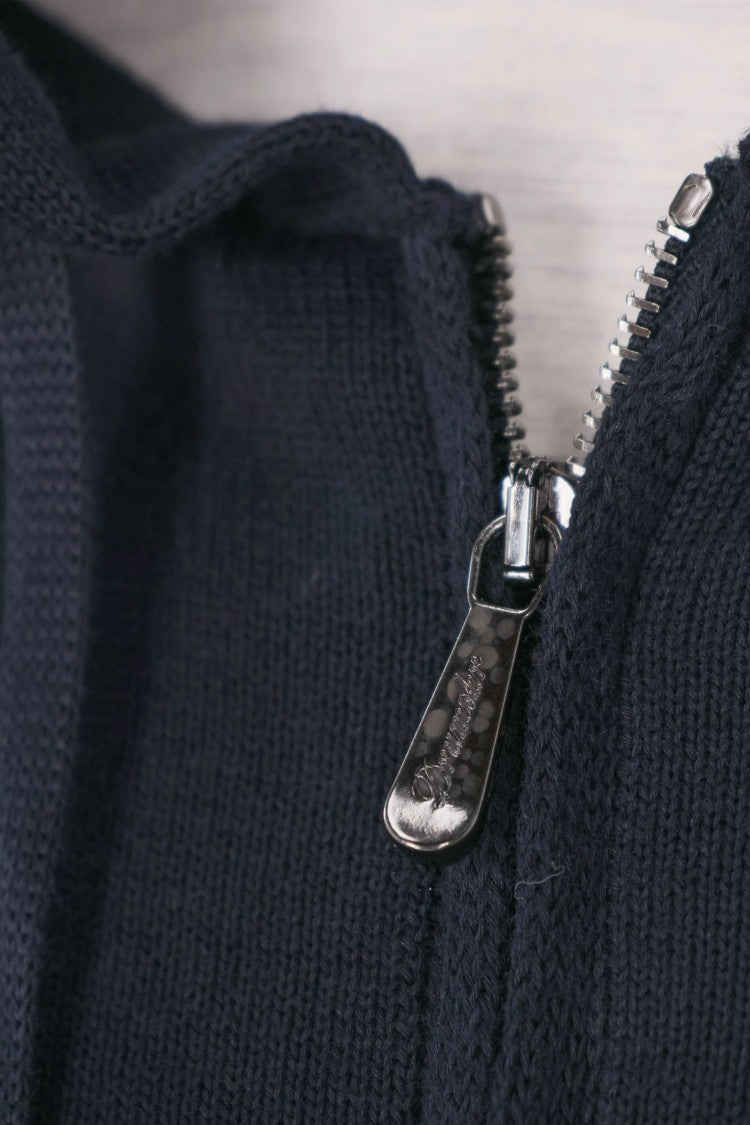 Drumohr Blue Full-Zip Cotton Sweater