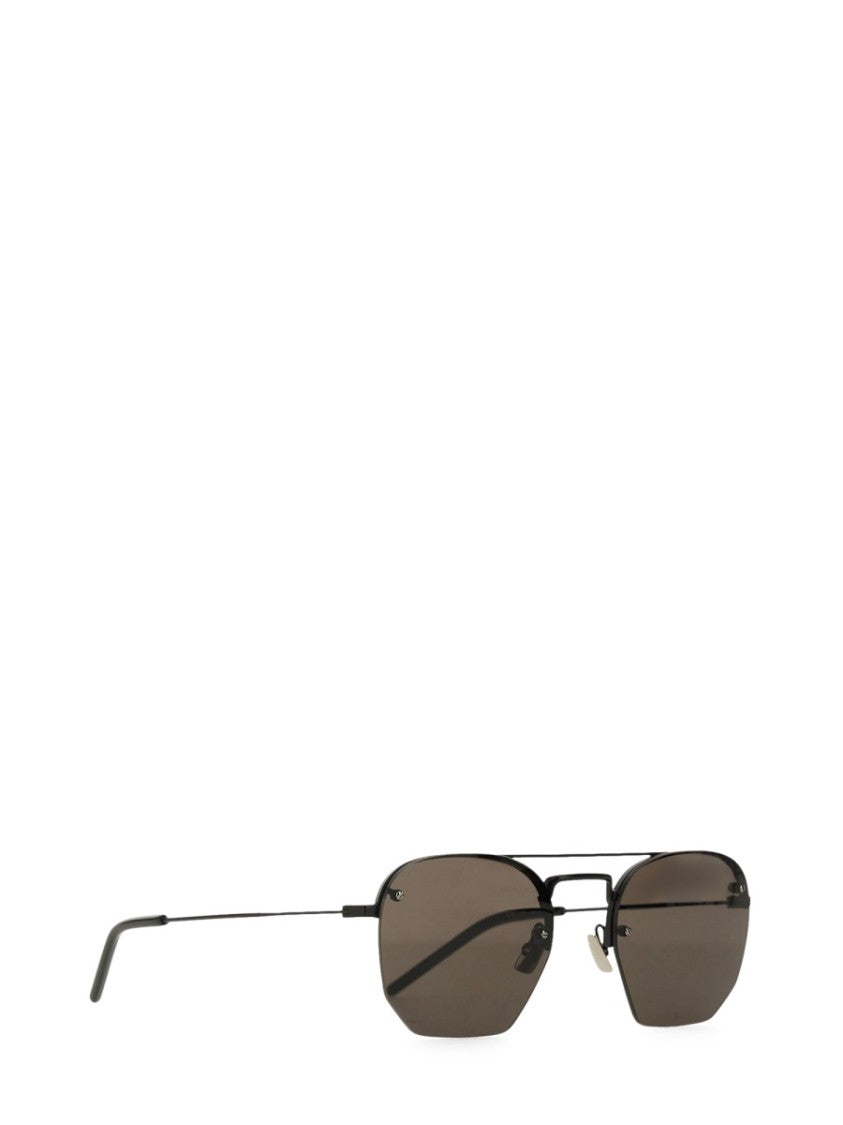 Saint Laurent Geometric Frame Sunglasses With Double Bridge Design