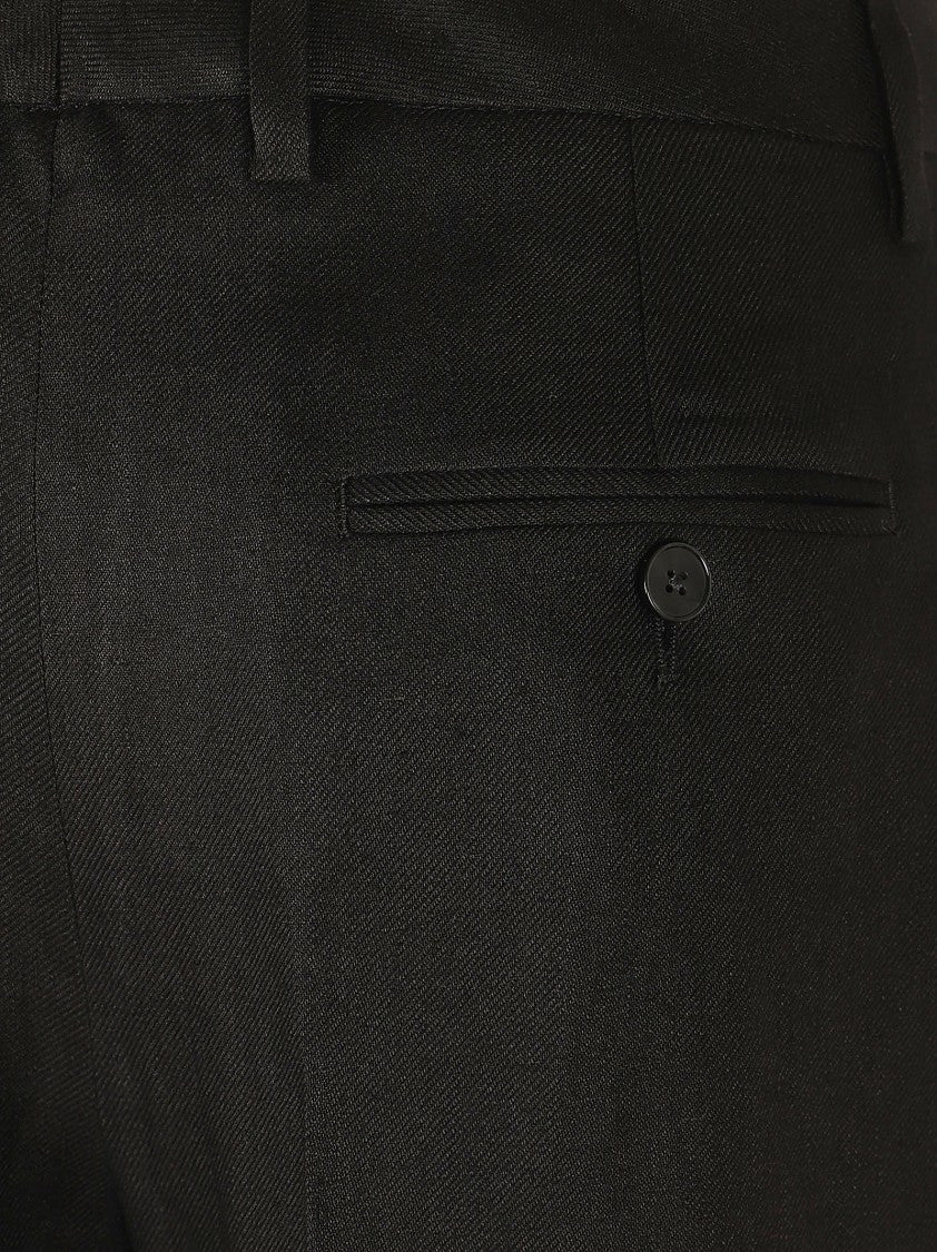 Lardini Straight Leg Tailored Linen Trousers With Zip Closure
