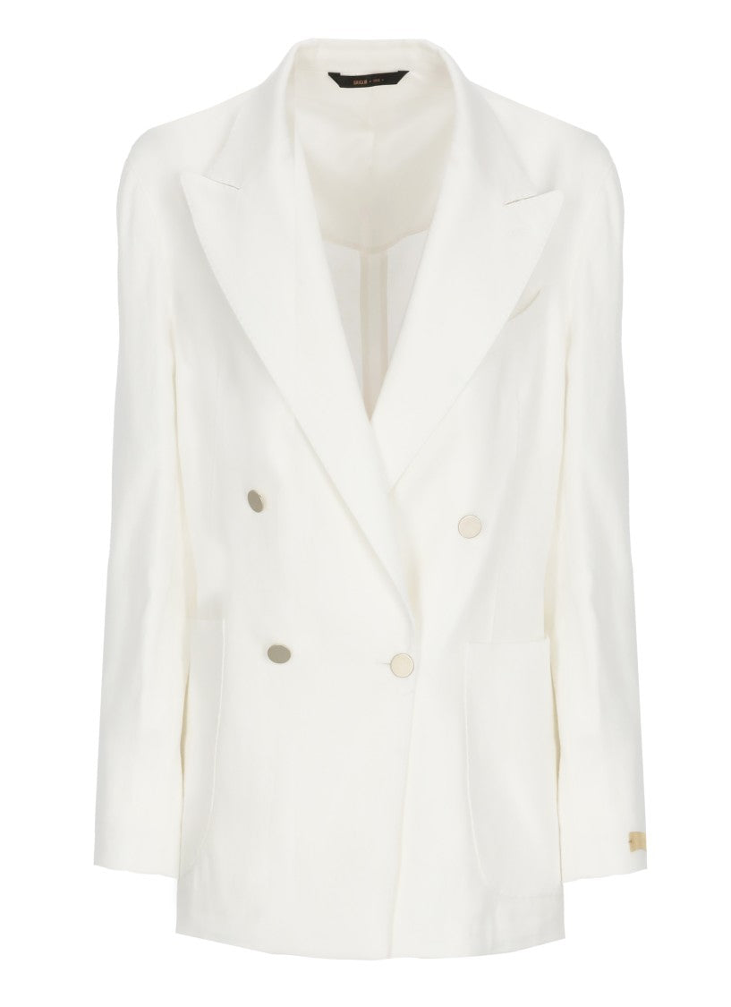 Briglia 1949 White Blanchette Double-Breasted Wool Blazer
