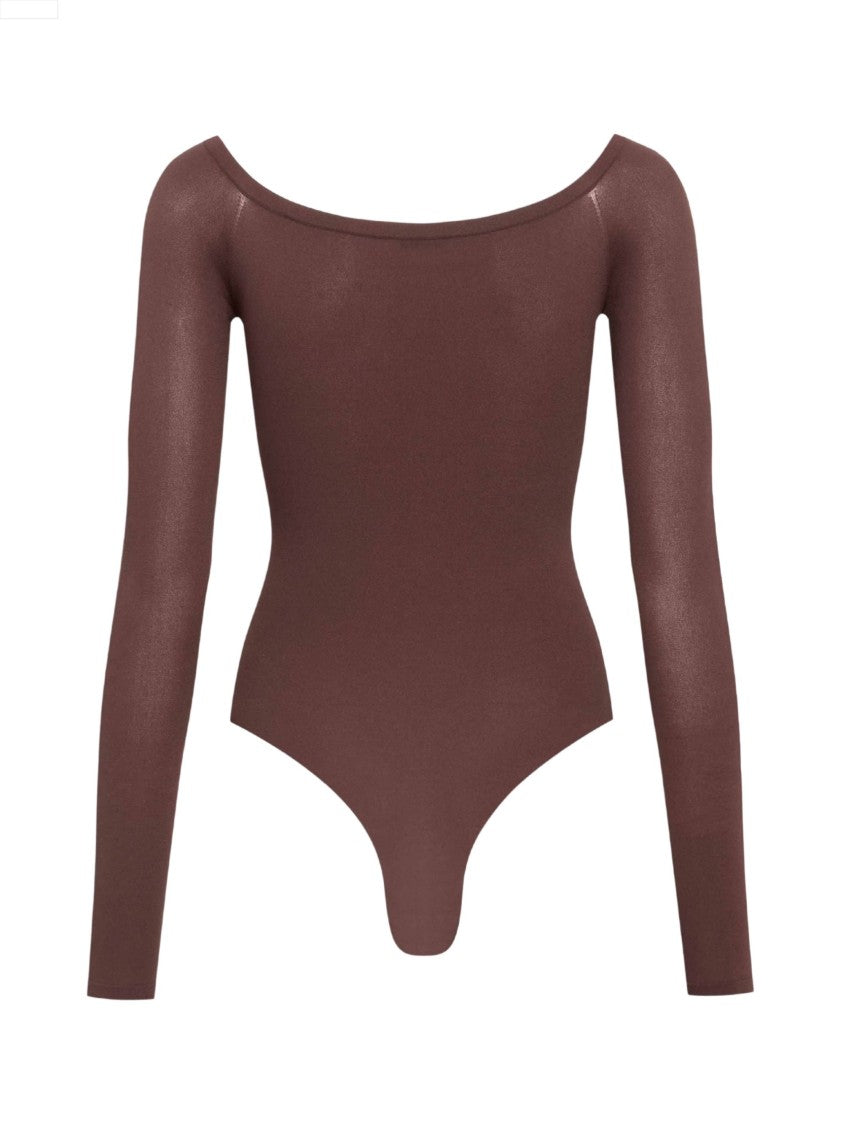 Alaïa Off-The-Shoulder Brown Bodysuit