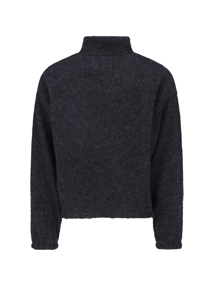 Jil Sander Textured Wool Zip Jacket With High Collar And Boxy Silhouette