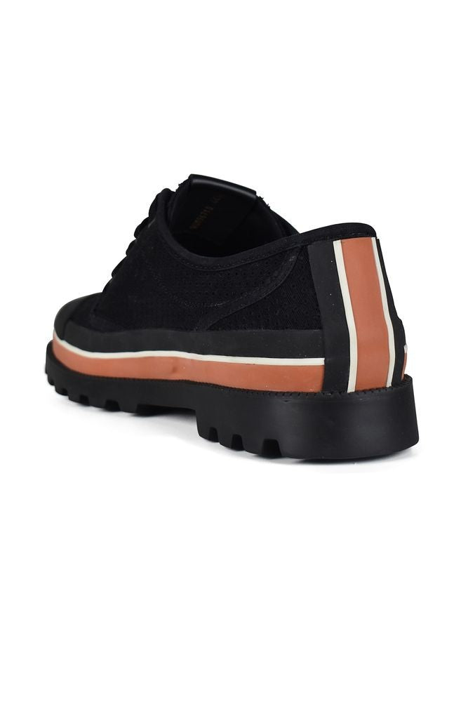Valentino Garavani Perforated Black Canvas Lace-Up Shoes