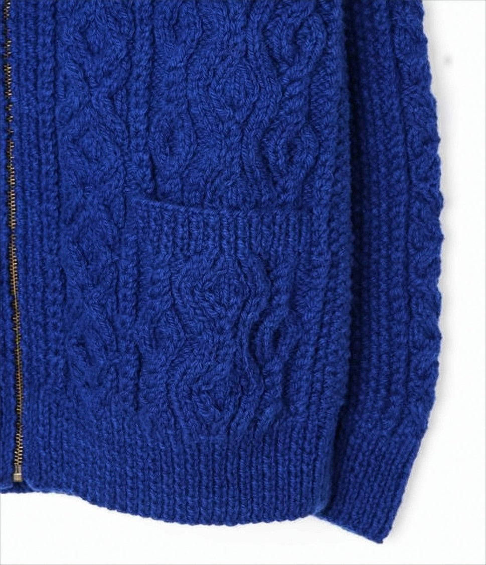 Inverallan Textured Blue Wool Zip Jacket