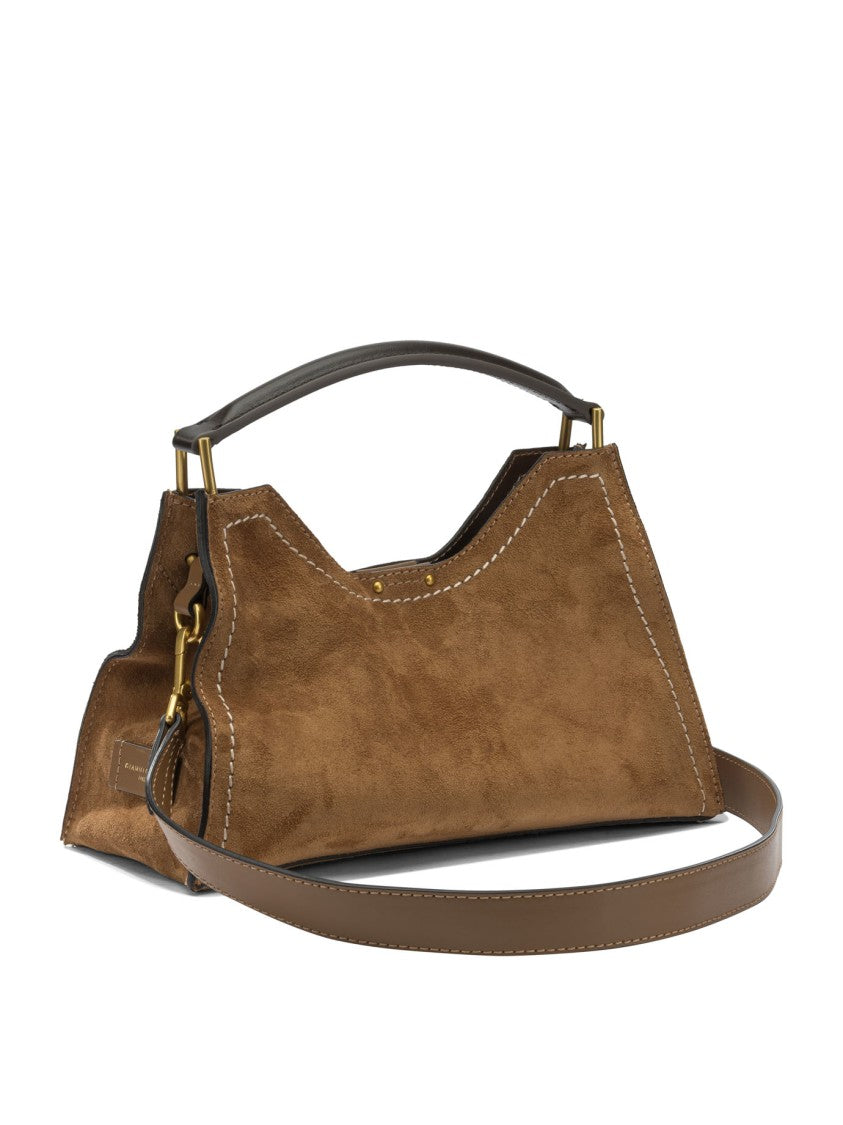 Gianni Chiarini Structured Suede Shoulder Bag With Detachable Strap