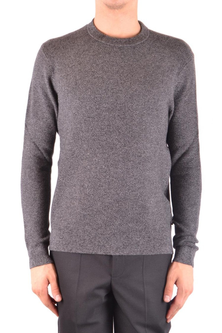 Michael Kors Textured Knit Grey Sweater With Ribbed Hem
