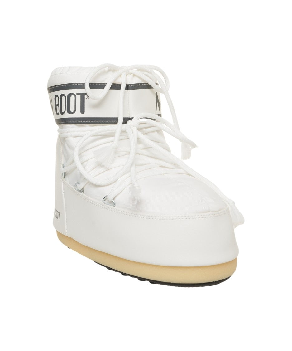Moon Boot White Low Nylon Ankle Boots With Padded Shaft