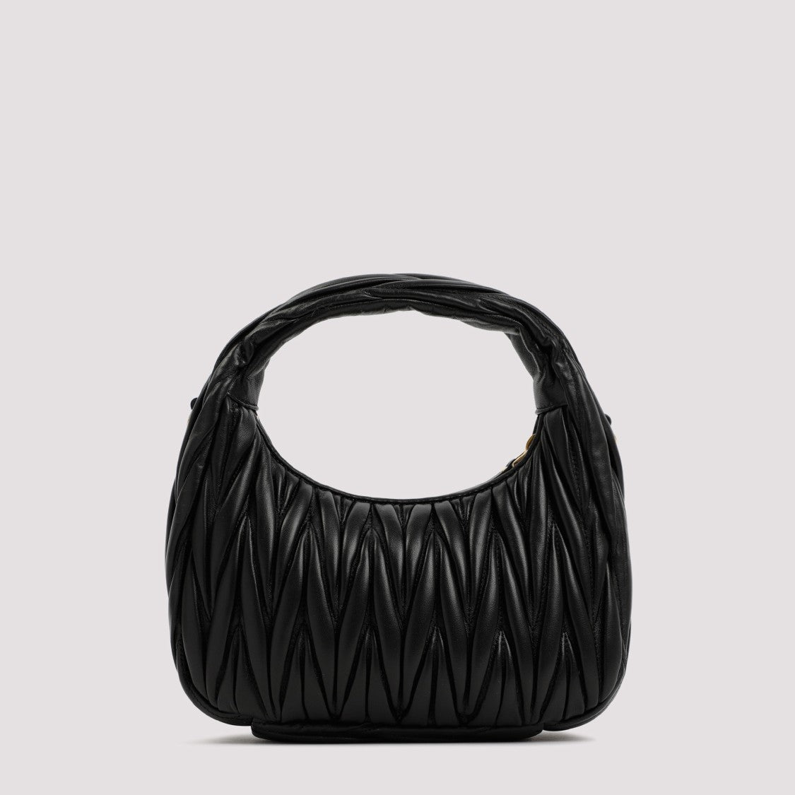 Miu Miu Matelassé Black Lamb Leather Hobo Bag