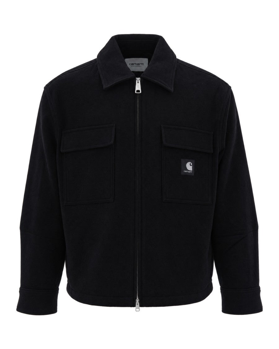 Carhartt Wip Black Atoka Unlined Brushed Wool-Blend Jacket