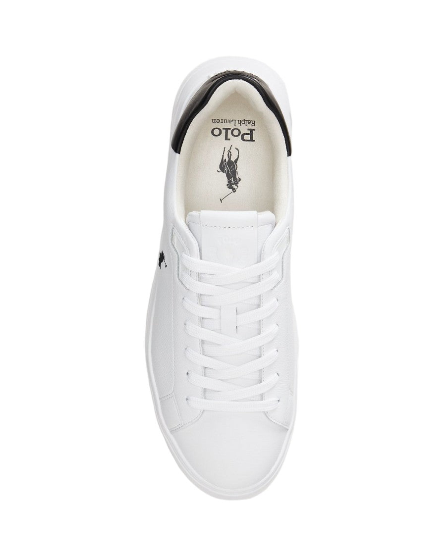 Polo Ralph Lauren Low-Top Leather Sneakers With Lace-Up Closure