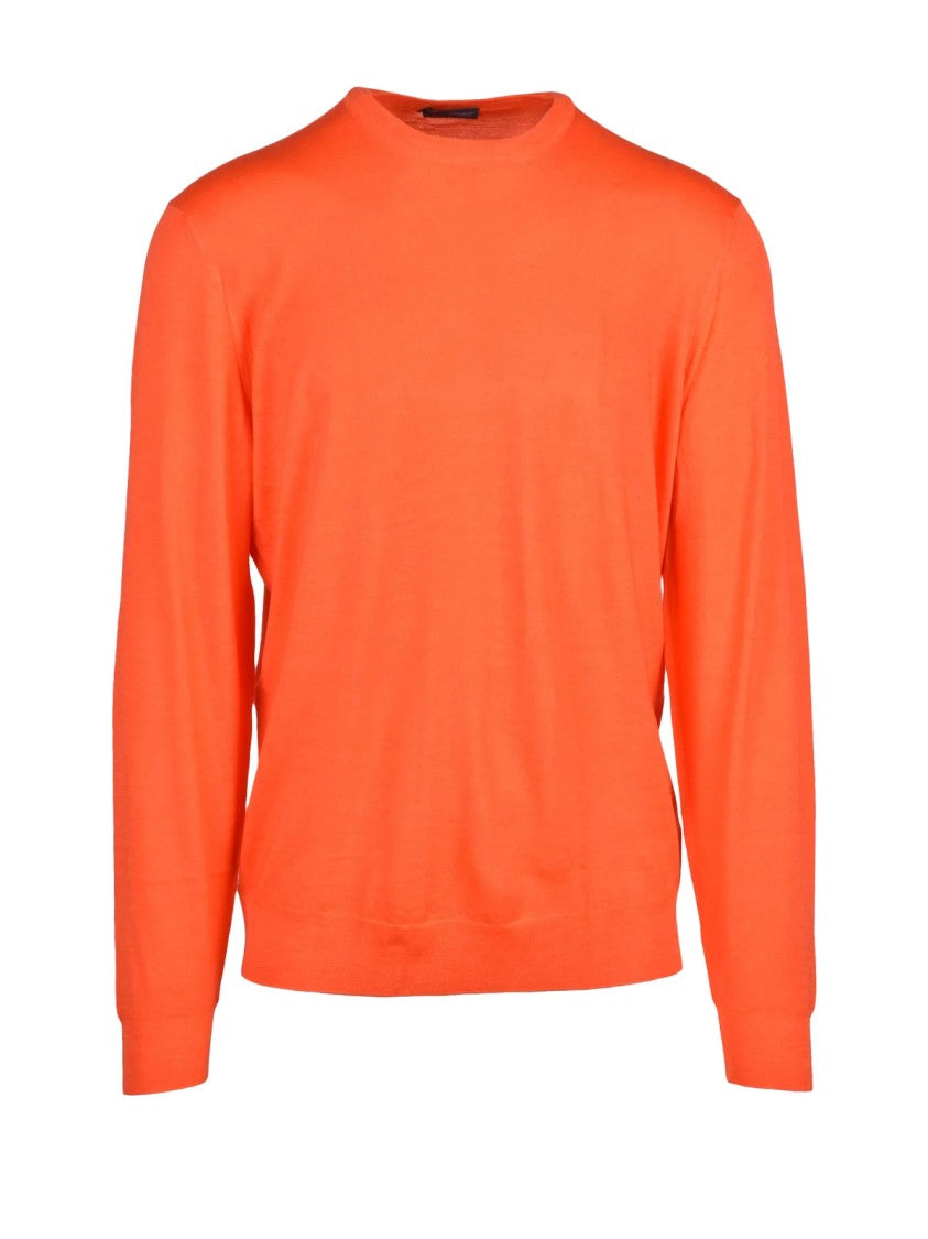 Drumohr Orange Extrafine Merino Wool Crewneck Sweater