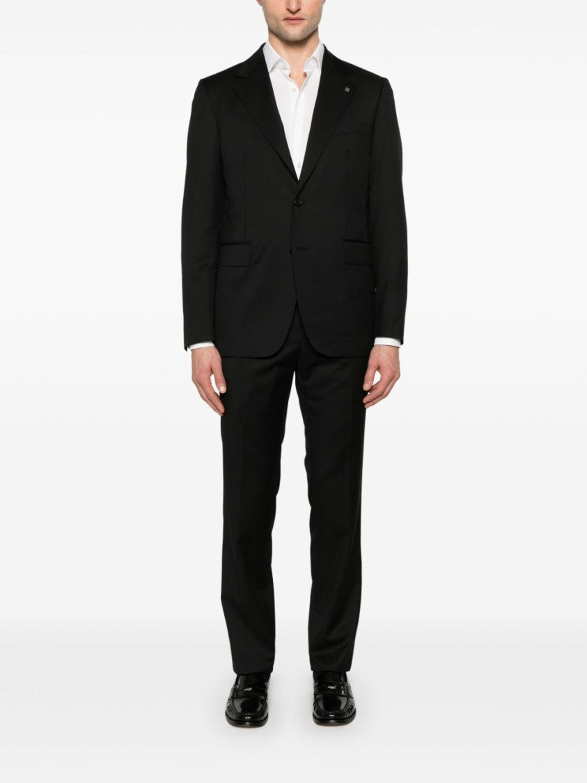 Tagliatore Classic Black Wool Suit With English Rear Vents