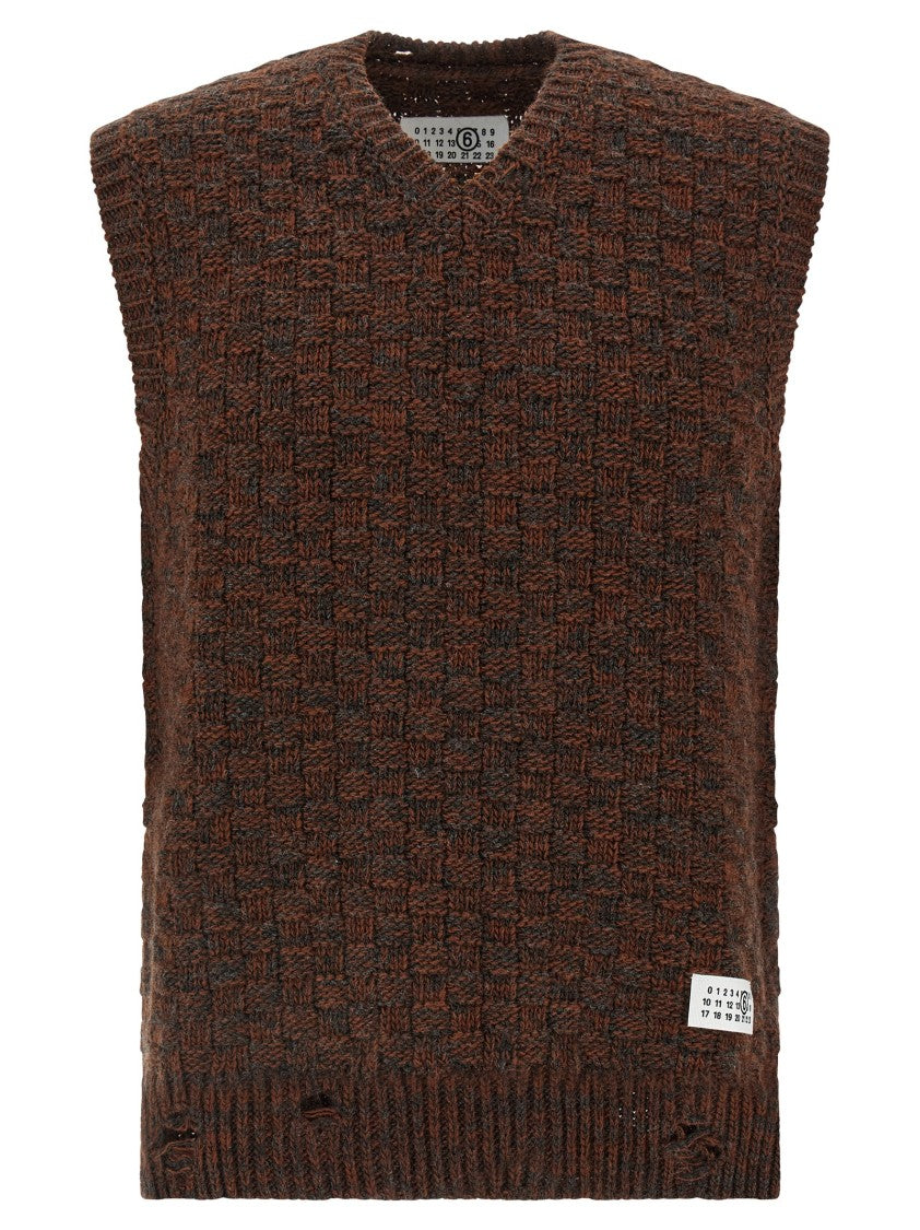 Mm6 By Maison Margiela Distressed Wool Blend Vest