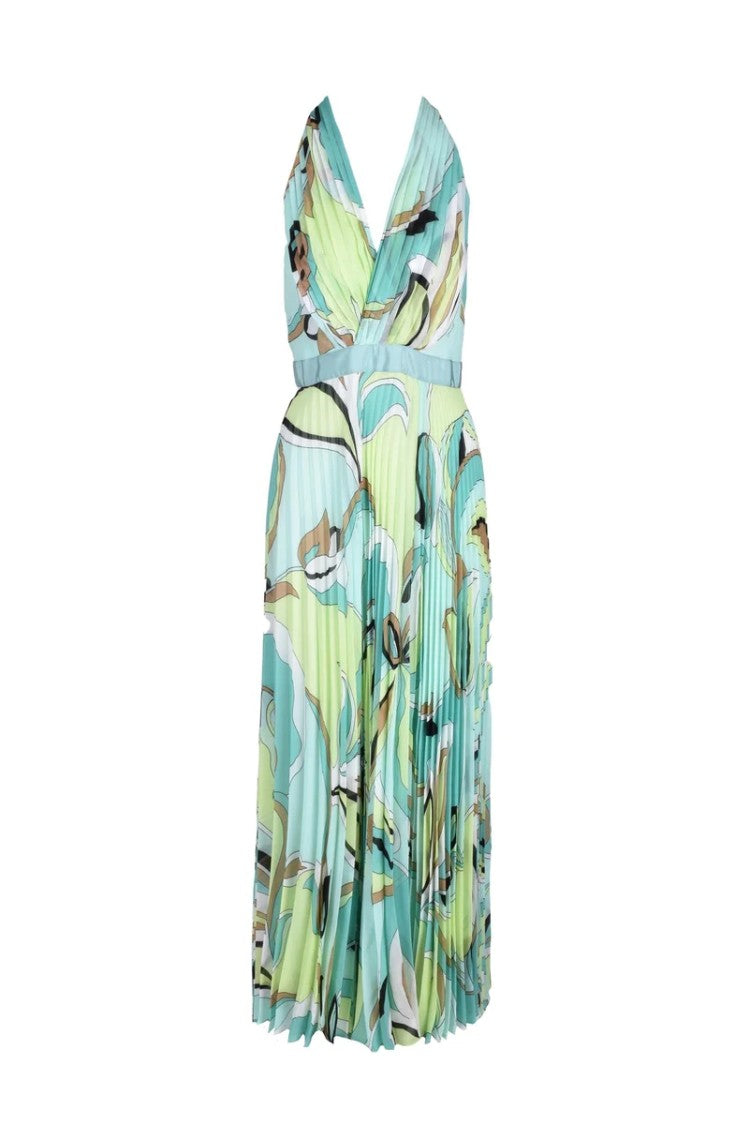 Pinko Green Pleated Long Dress