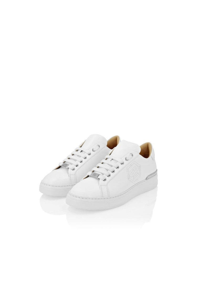 Philipp Plein White Hexagon Nappa Leather Low-Top Sneakers