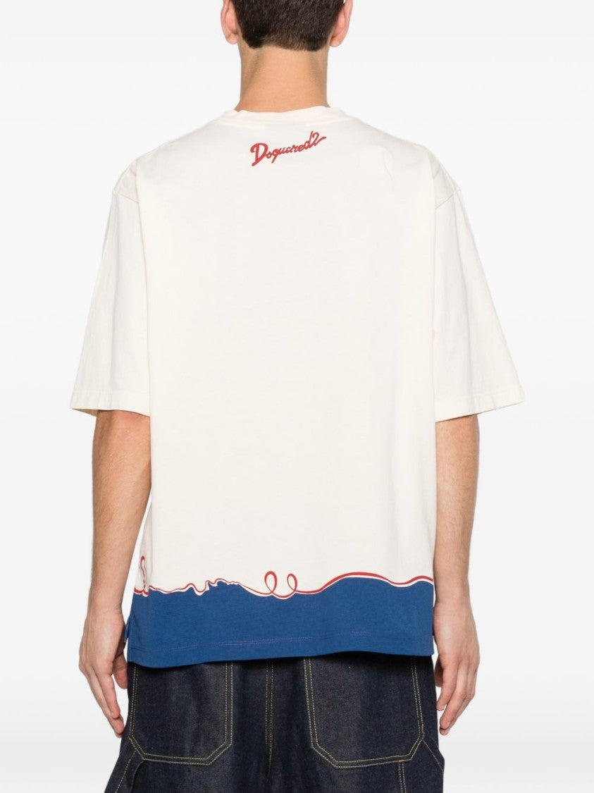 Dsquared2 Beige Silk And Nylon Lightweight T-Shirt