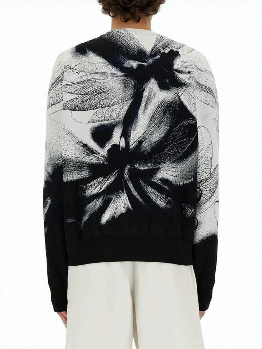 Alexander Mcqueen Monochrome Abstract Dragonfly Motif Sweater