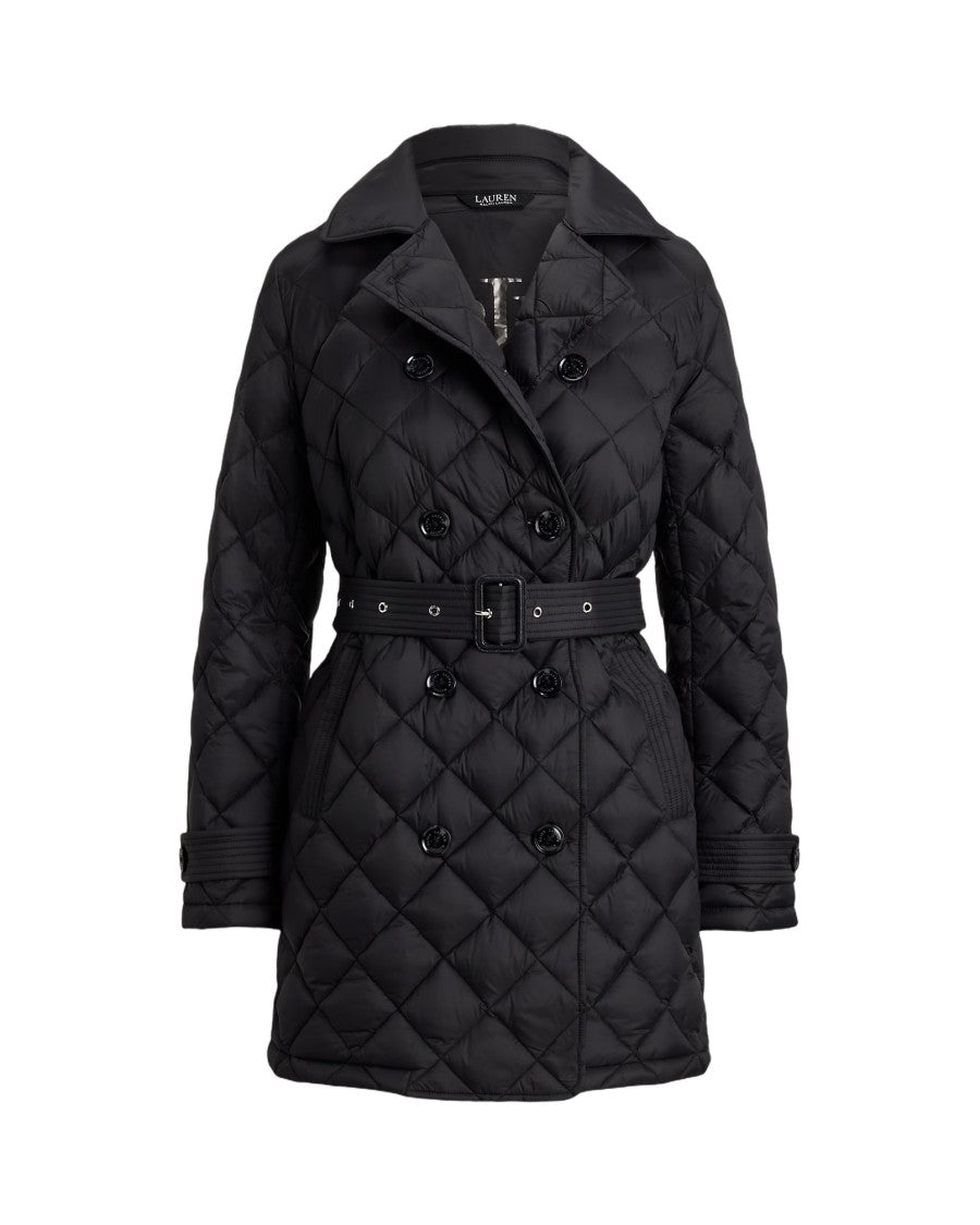 Lauren Ralph Lauren Insulated Black Quilted Coat With Belted Waist