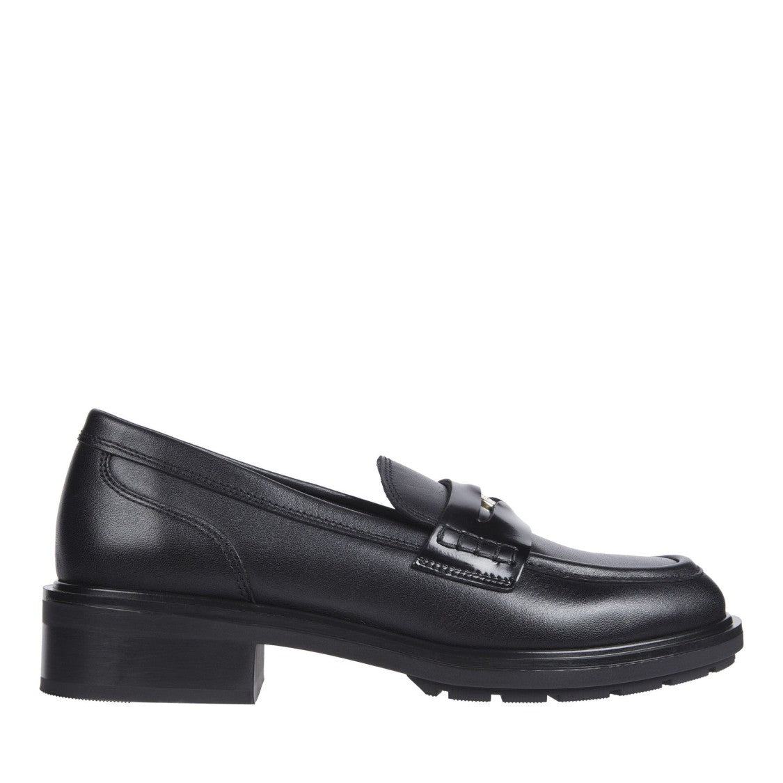 Tommy Hilfiger Black Elegant Penny Strap Leather Loafers