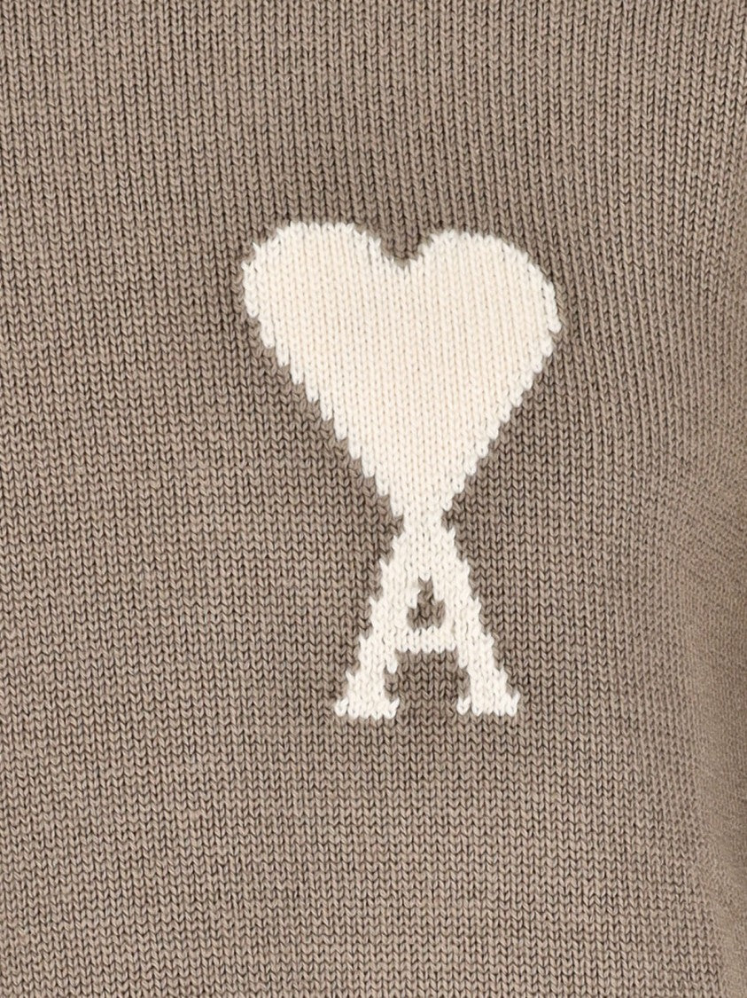 Ami Paris Beige Ami De Coeur Cotton Sweater