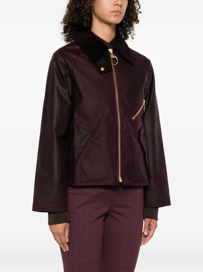 Barbour Rich Bordeaux Cropped Jacket With Corduroy Collar