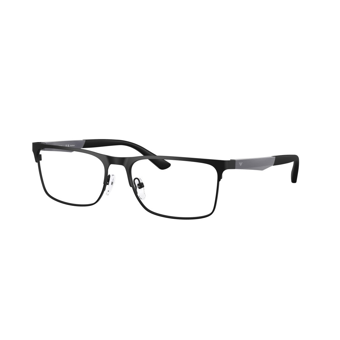 Emporio Armani 0Ea1183 Rectangular Matte Black Metal Eyeglasses With Two-Tone Temples