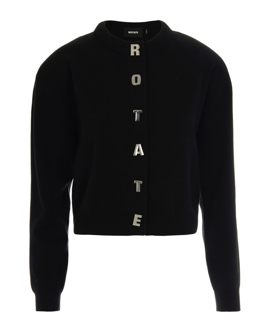 Rotate Black Ribbed Knit Cardigan