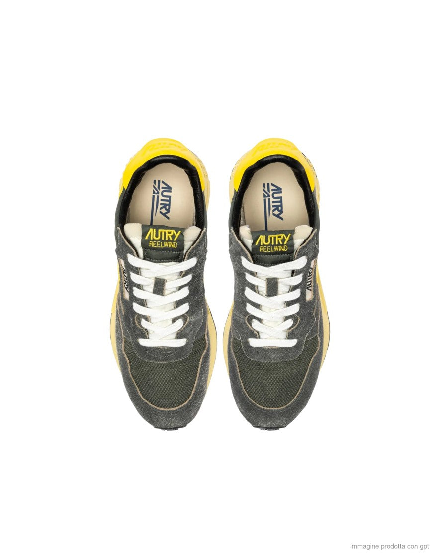 Autry Green Nylon Suede Reelwind Sneakers