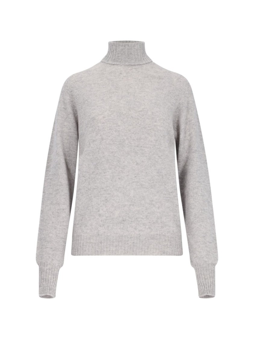 Ma'ry'ya Classic Turtleneck In Gray Melange Cashmere